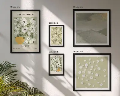 Set of 5 wall art pieces Floral urban motifs