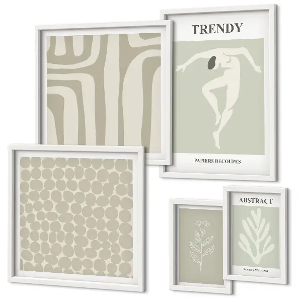 Gallery wall Stylish abstract green graphics