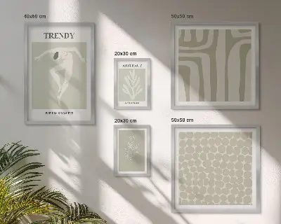 Gallery wall Stylish abstract green graphics