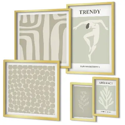 Gallery wall Stylish abstract green graphics