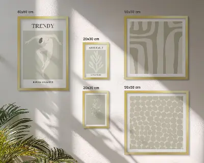 Gallery wall Stylish abstract green graphics