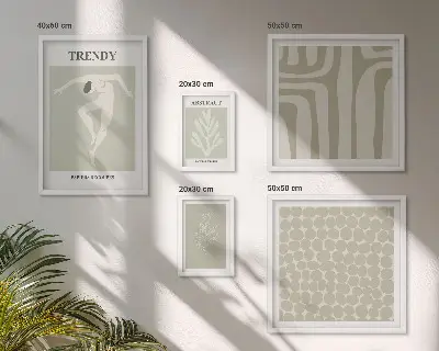 Gallery wall Stylish abstract green graphics