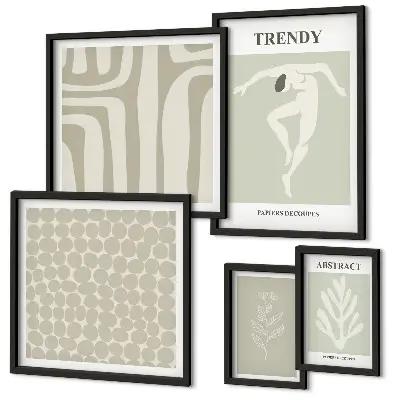 Gallery wall Stylish abstract green graphics