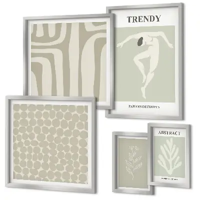 Gallery wall Stylish abstract green graphics