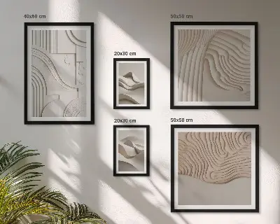 Framed photo set Abstract beige-white structures