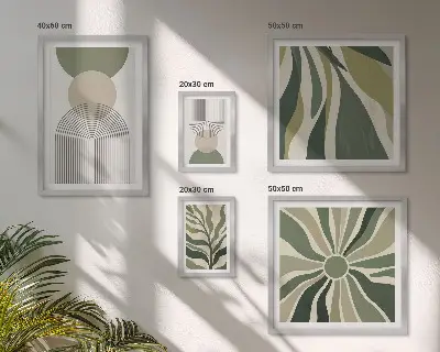 Set of 5 wall art pieces Stylish abstractions with greenery