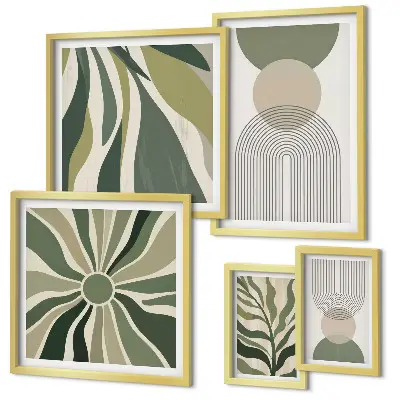 Set of 5 wall art pieces Stylish abstractions with greenery