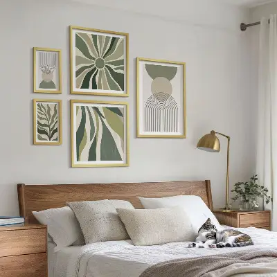 Set of 5 wall art pieces Stylish abstractions with greenery