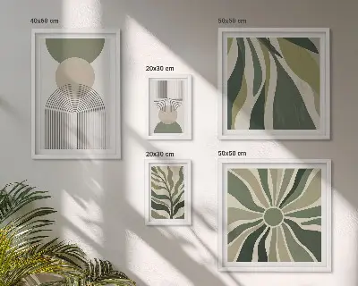 Set of 5 wall art pieces Stylish abstractions with greenery