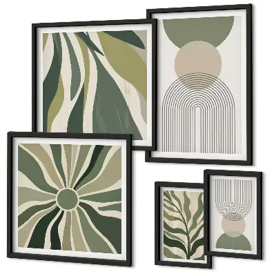 Set of 5 wall art pieces Stylish abstractions with greenery