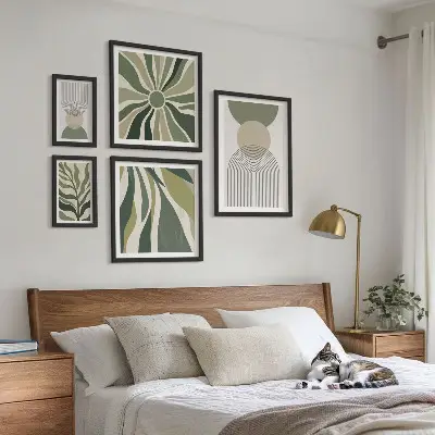Set of 5 wall art pieces Stylish abstractions with greenery