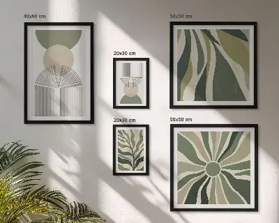 Set of 5 wall art pieces Stylish abstractions with greenery