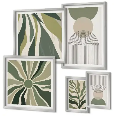 Set of 5 wall art pieces Stylish abstractions with greenery