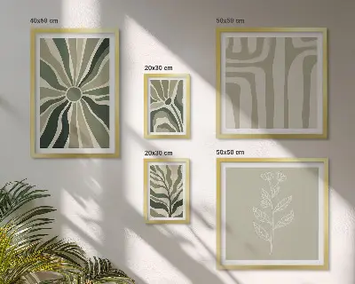 Abstract plant patterns gallery wall