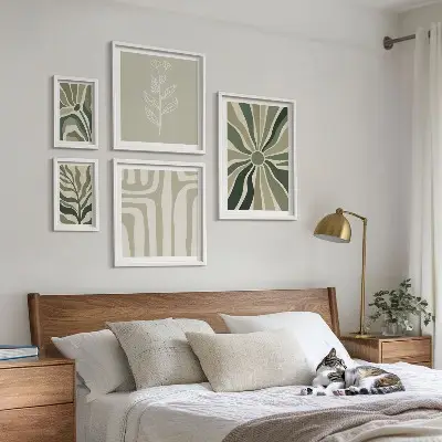 Abstract plant patterns gallery wall