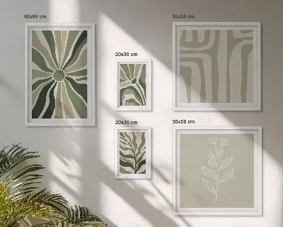 Abstract plant patterns gallery wall