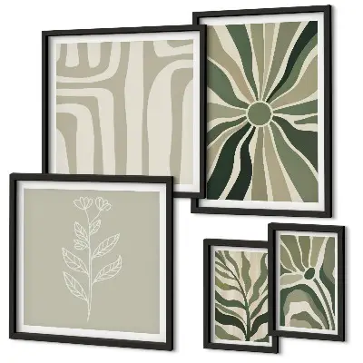 Abstract plant patterns gallery wall