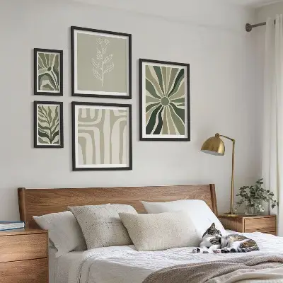 Abstract plant patterns gallery wall