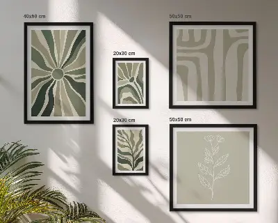Abstract plant patterns gallery wall