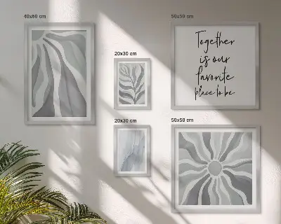 Abstract wall art set set of 5 pieces in gray and white patterns