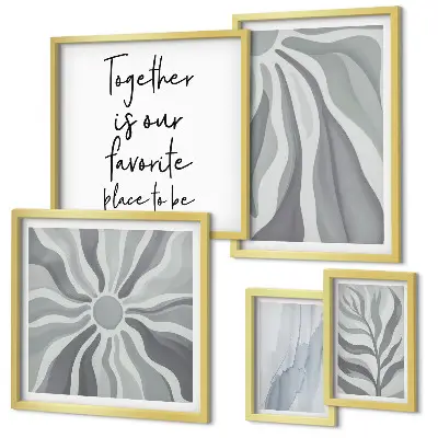 Set of 5 wall art pieces Abstract gray and white patterns