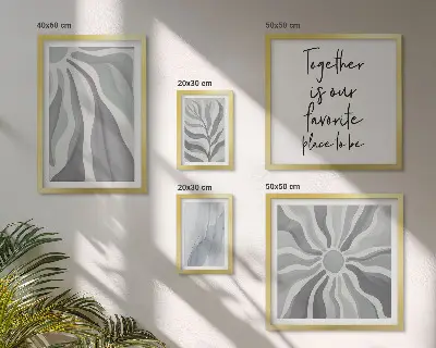 Set of 5 wall art pieces Abstract gray and white patterns