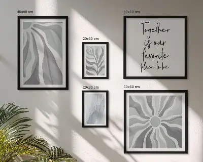 Set of 5 wall art pieces Abstract gray and white patterns
