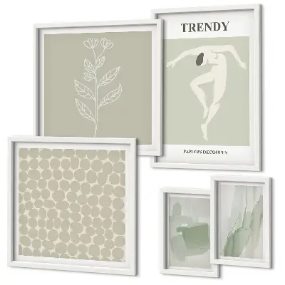 Framed photo set with a stylish green graphic theme