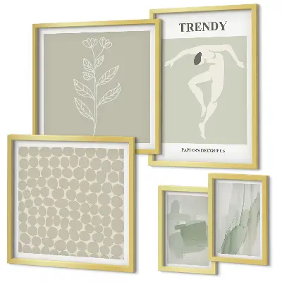 Framed photo set Stylish graphics green theme