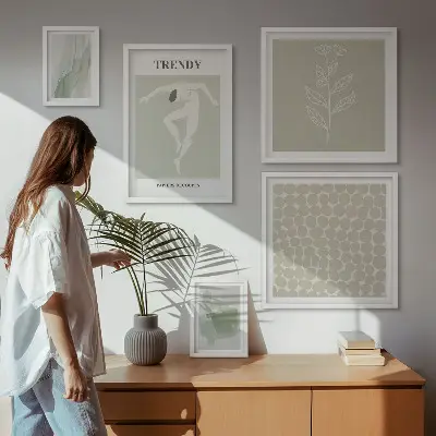 Framed photo set Stylish graphics green theme