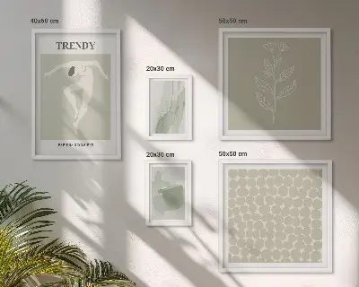 Framed photo set Stylish graphics green theme