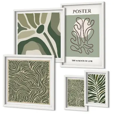 Set of 5 wall art pieces Abstract boho plant forms