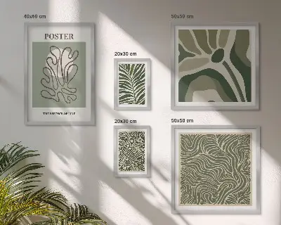 Set of 5 wall art pieces Abstract boho plant forms