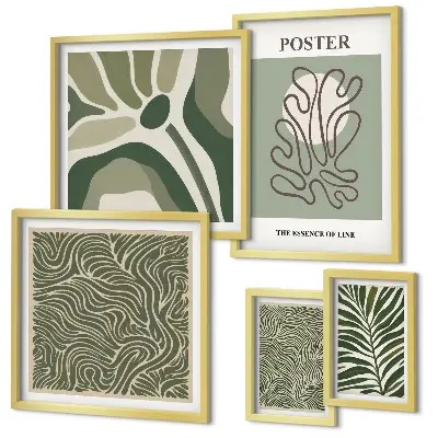 Abstract boho plant wall art set of 5 pieces