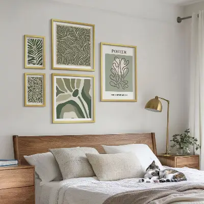 Set of 5 wall art pieces Abstract boho plant forms