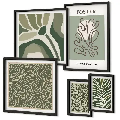 Abstract boho plant wall art set of 5 pieces
