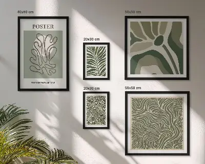 Abstract boho plant wall art set of 5 pieces