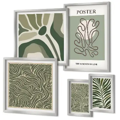 Abstract boho plant wall art set of 5 pieces