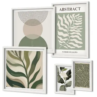 Abstract plant patterns gallery wall art set