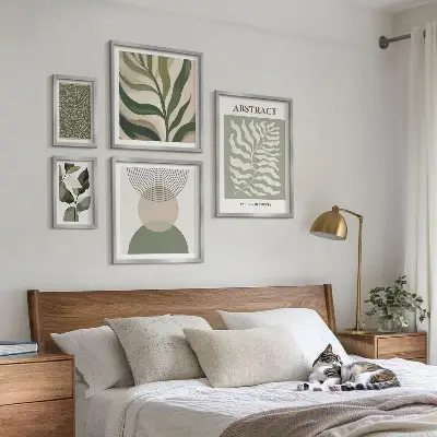 Abstract plant patterns gallery wall art set
