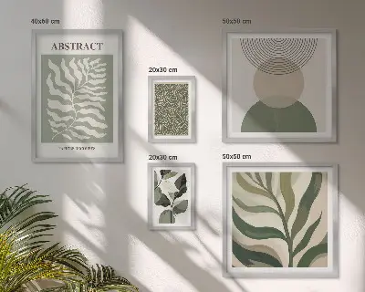 Abstract plant patterns gallery wall art set