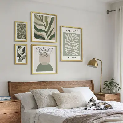 Abstract plant patterns gallery wall art set