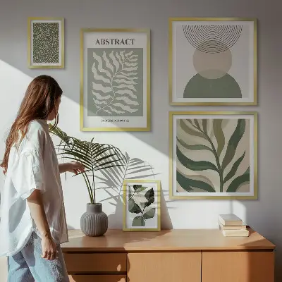 Abstract plant patterns gallery wall art set