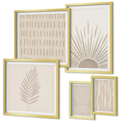 Framed photo set Stylish decorations nature geometry