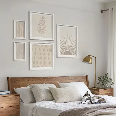 Framed photo set with nature and geometric motifs