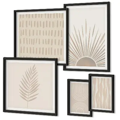 Framed photo set with nature and geometric motifs