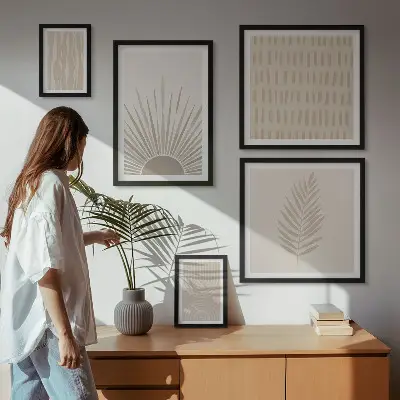 Framed photo set Stylish decorations nature geometry