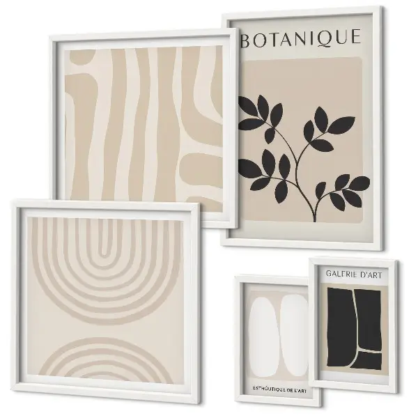 Set of 5 wall art pieces Stylish plant graphics