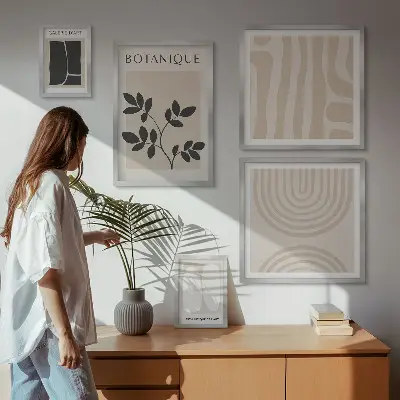 Set of 5 wall art pieces Stylish plant graphics