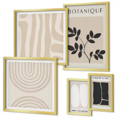 Set of 5 wall art pieces Stylish plant graphics